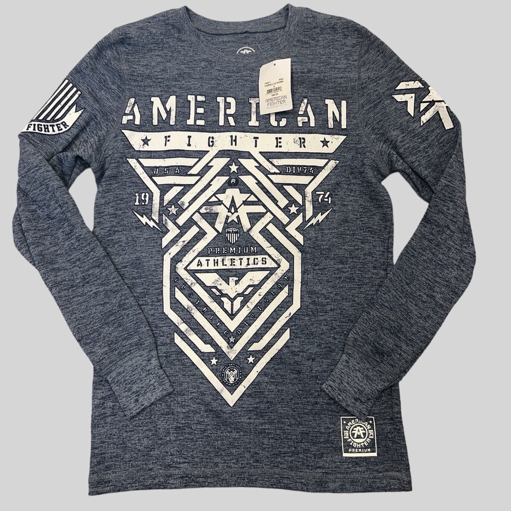 AMERICAN FIGHTER PALMDALE Men's Shirt Long Sleeve‎ Thermal Streetwear S Blue NWT